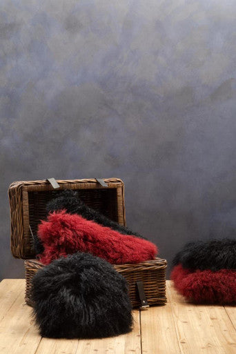 Bosie Mongolian Fur Black Round Cushion