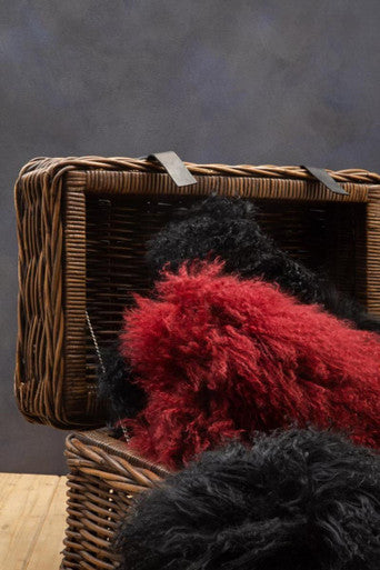 Bosie Mongolian Fur Black Round Cushion