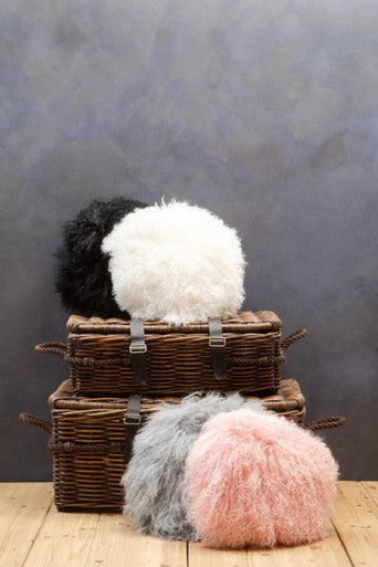 Bosie Mongolian Fur Black Round Cushion