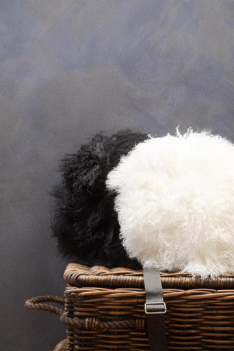 Bosie Mongolian Fur Black Round Cushion