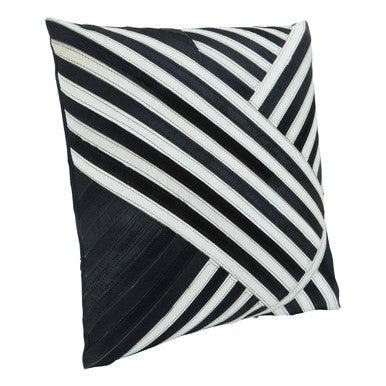 Bosie Safira Black and White Hair on Leather Cushion