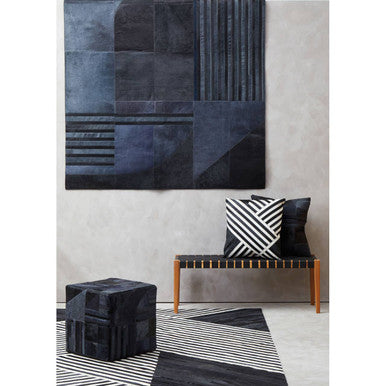 Bosie Safira Black and White Hair on Leather Cushion