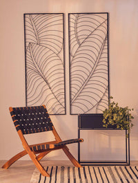 Trento Large Black Leaf Design Wall Art