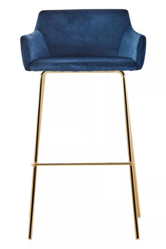 Tamzin Blue Velvet Low Back Bar Chair