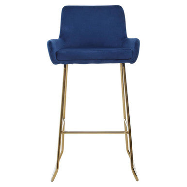 Tamzin Blue Velvet Bar Chair With Low Arms