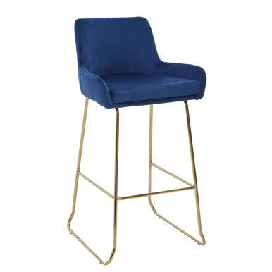 Tamzin Blue Velvet Bar Chair With Low Arms