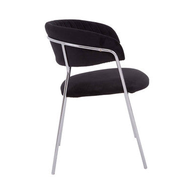 Tamzin Black Channel Chrome Finish Dining Chair