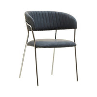 Tamzin Dark Grey Leather Curved Dining Chair