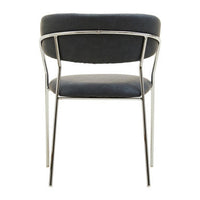 Tamzin Dark Grey Leather Curved Dining Chair