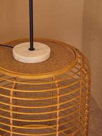 Trento Round End Table With Rattan Top