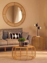 Trento Round Coffee Table With Rattan Top