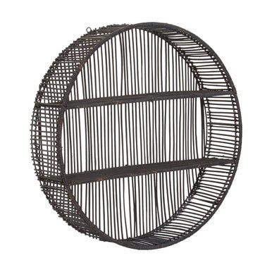 Batu Large Black Rattan Wall Shelf