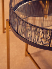 Enzo Set Of Two Black Wire And Gold Frame Tables