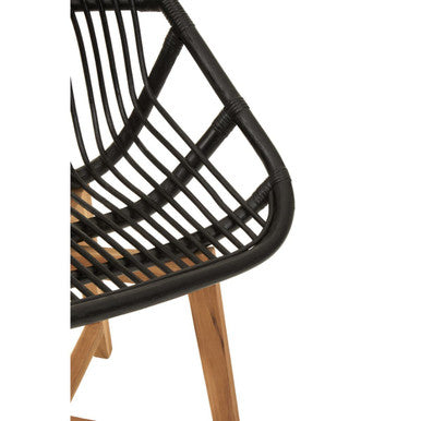 Manado Black Natural Rattan And Teak Chair