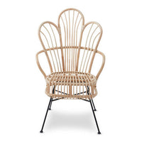 Java Natural Rattan And Black Metal Back Chair