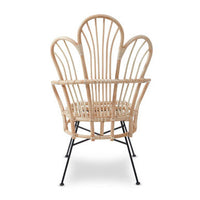 Java Natural Rattan And Black Metal Back Chair