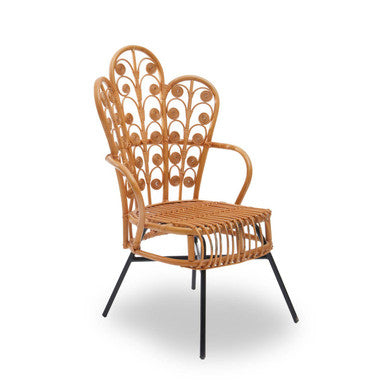 Java Natural Rattan Scalloped Back Chair