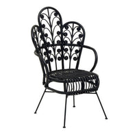 Java Black Natural Rattan Scalloped Back Chair