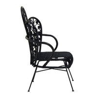 Java Black Natural Rattan Scalloped Back Chair