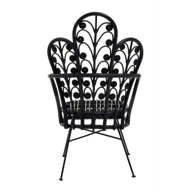 Java Black Natural Rattan Scalloped Back Chair