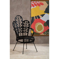 Java Black Natural Rattan Scalloped Back Chair