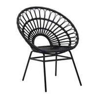 Java Black Natural Rattan Flared Back Chair