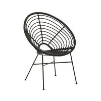 Java Black Natural Rattan Round Chair