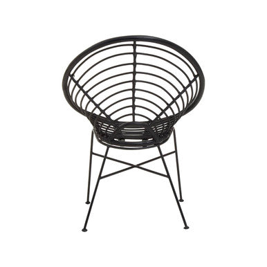 Java Black Natural Rattan Round Chair