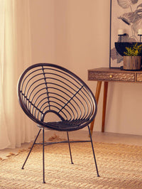 Java Black Natural Rattan Round Chair