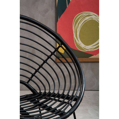 Java Black Natural Rattan Round Chair