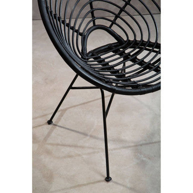 Java Black Natural Rattan Round Chair
