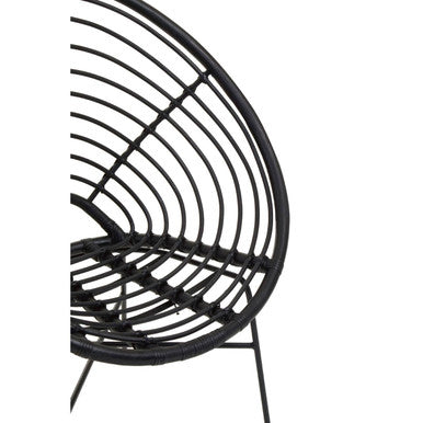 Java Black Natural Rattan Round Chair
