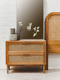 Lyon Natural Rattan And Oak Double Bed Headboard
