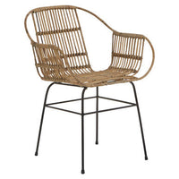 Java Natural Rattan With Black Metal Arm Chair