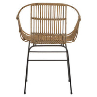 Java Natural Rattan With Black Metal Arm Chair