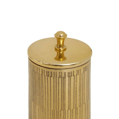 Allegra Line Effect Gold Bathroom Jar