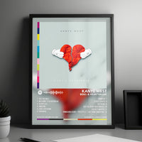 Kanye West "808s & Heartbreak" Album Cover Poster - with Complete Tracklist