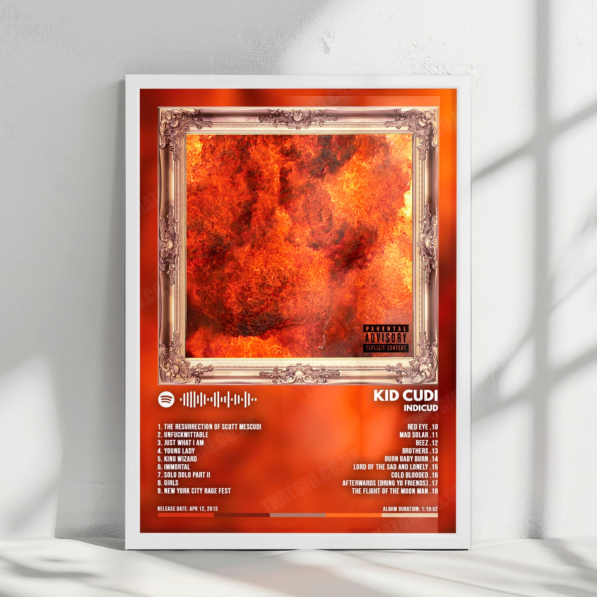 Kid Cudi "Indicud" Album Cover Poster - with Complete Tracklist