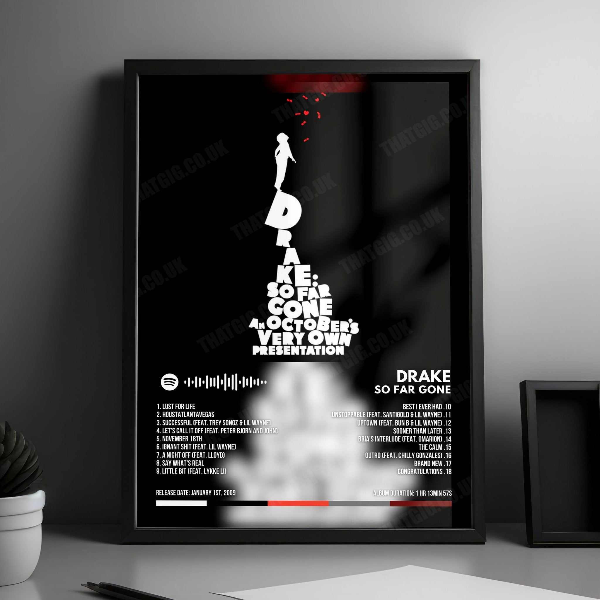 Drake "So Far Gone" Album Cover Poster - with Complete Tracklist