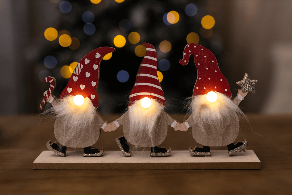 Christmas LED Gonk Decoration Set of 3