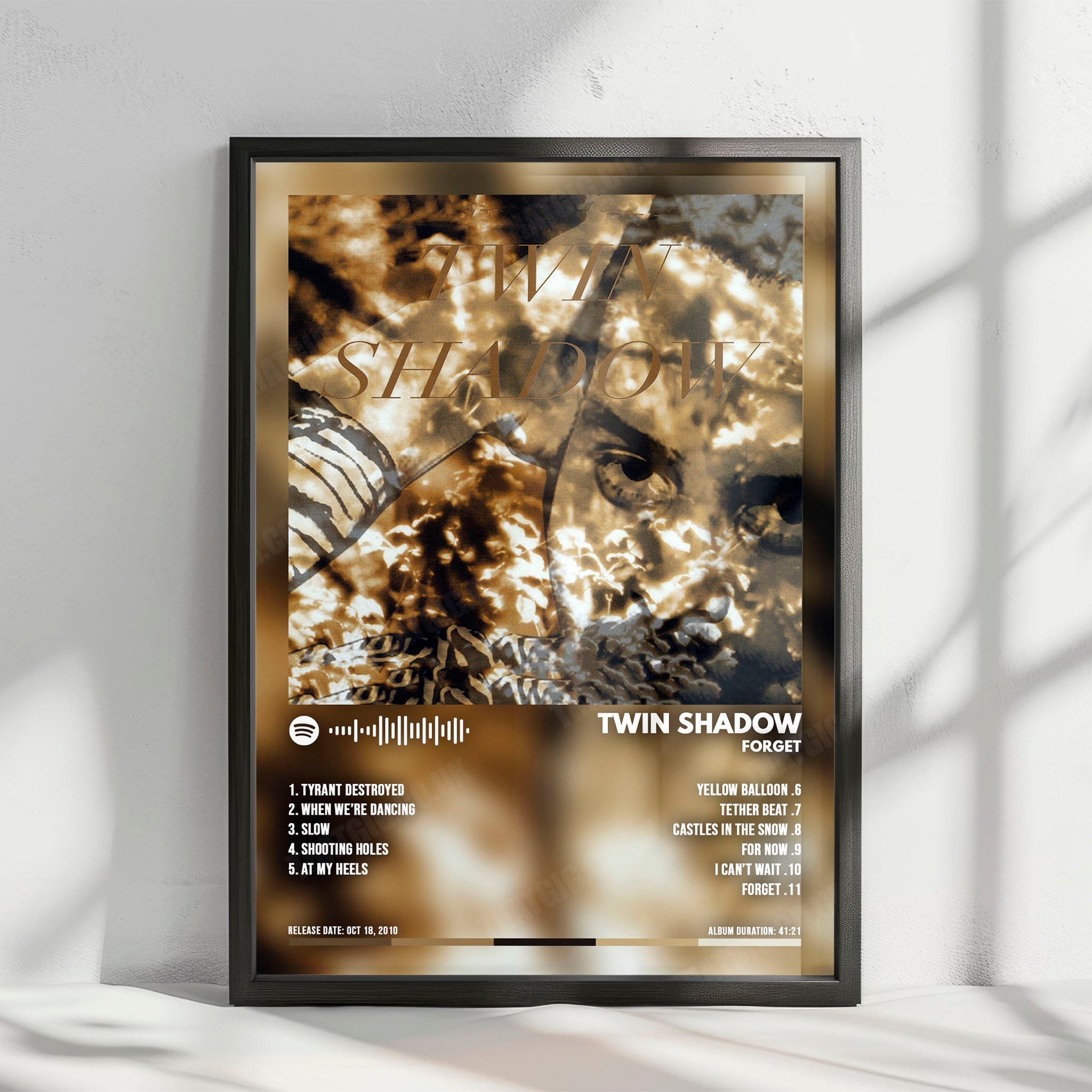 Twin Shadow "Forget" Album Cover Poster - with Complete Tracklist