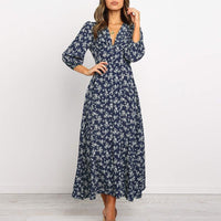 Navy Floral Ditsy Empire Waist Midi Dress