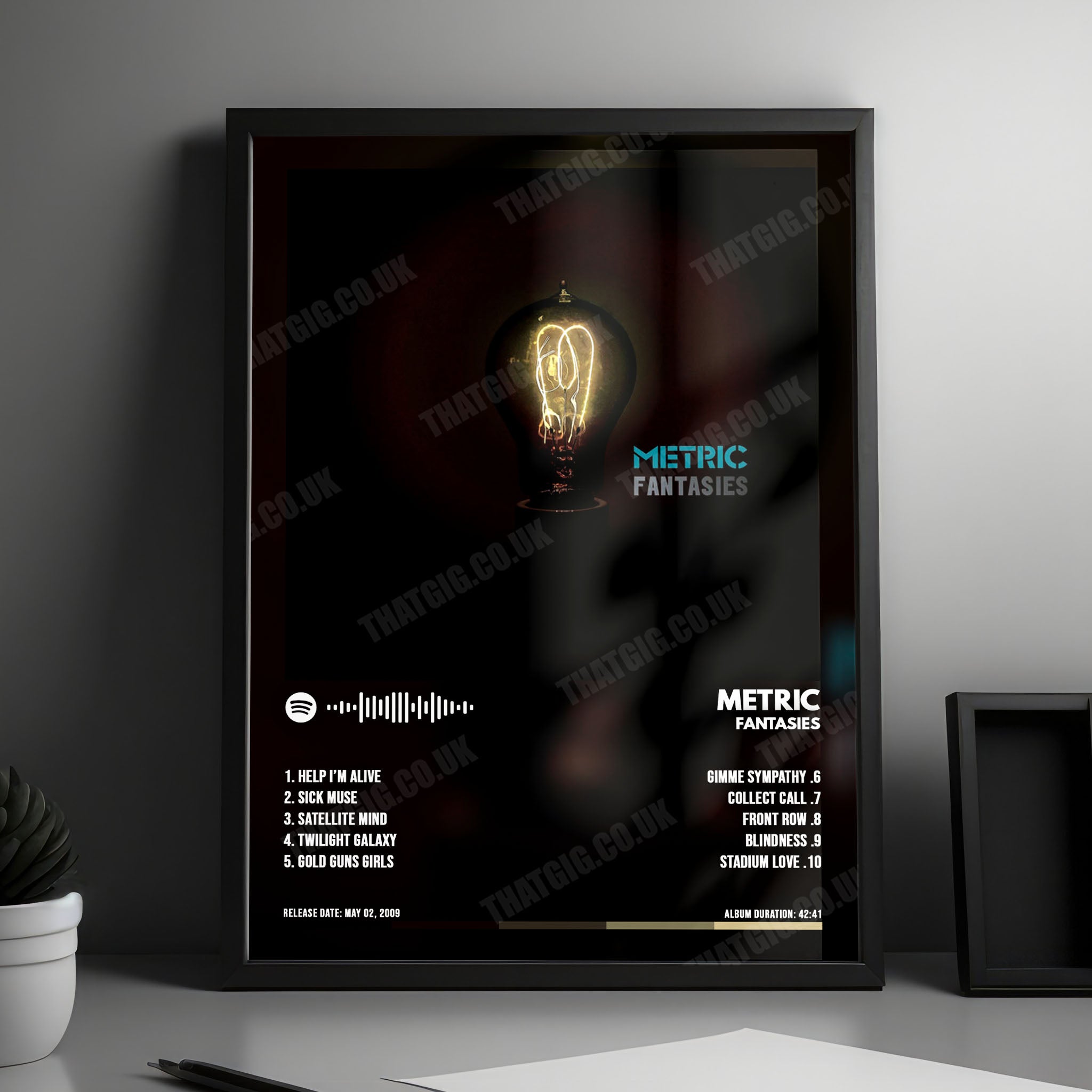 Metric "Fantasies" Album Cover Poster - with Complete Tracklist