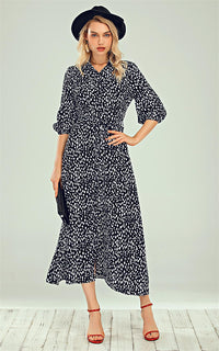 Shirt Dress In Royal Black & White Spot Print