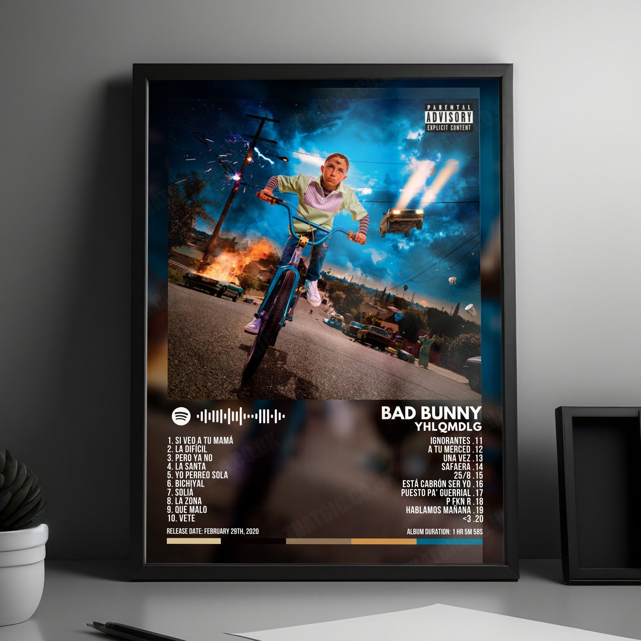 Bad Bunny "YHLQMDLG" Album Cover Poster - with Complete Tracklist