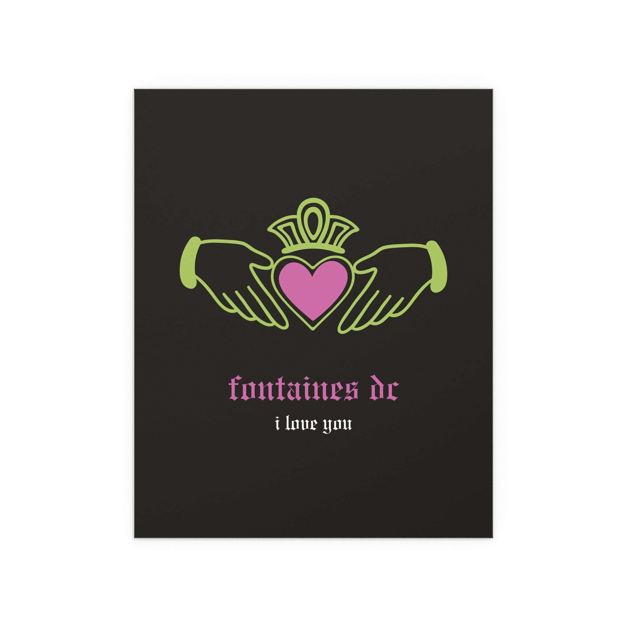Fontaines DC - I Love You - Irish Claddagh (Black + Green + Pink)