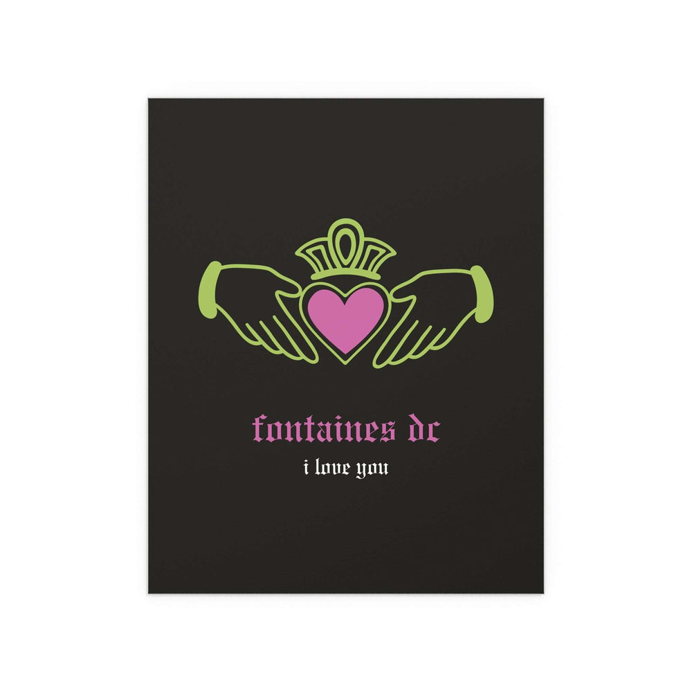 Fontaines DC - I Love You - Irish Claddagh (Black + Green + Pink)
