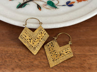 Textured Chevron Statement earrings - Ethnic Fusion Brass Earrings