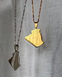 Algeria Engraved Map Necklace - Gold/Silver
