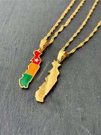 Togo Flag Map Necklace - Gold